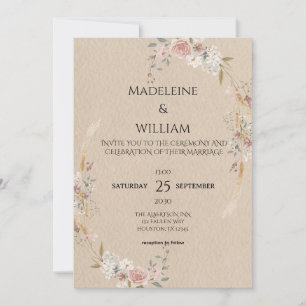 Invitation Vintage Rustic Boho Mariage