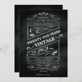 Invitation Vintage Rustic Chalkboard 21e anniversaire (Devant / Derrière)