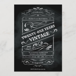 Invitation Vintage Rustic Chalkboard 21e anniversaire