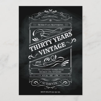 Invitation Vintage Rustic Chalkboard 30th Birthday Man