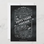 Invitation Vintage Rustic Chalkboard 50th Birthday Man (Devant)