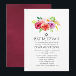 Invitation Vintage Rustic Charm Bat mitzvah<br><div class="desc">Fleurs de style vintage invitation bat mitzvah avec des teintes de bordeaux-marsala,  blush et violet conçu pour être rapidement et facilement customisé à vos détails de l'événement.</div>