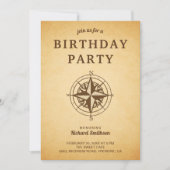 Invitation Vintage Rustic Compass fête d'anniversaire (Devant)