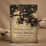 Invitation Vintage Rustic Country Tree Lights Wedding<br><div class="desc">Vintage Sepia wedding invitations featuring a rustic background,  string lights,  tree silhouette and an elegant wedding template that is easy to customize.</div>
