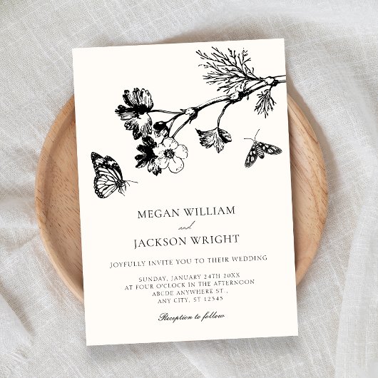 Invitation Vintage rustic floral branch wedding