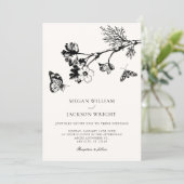 Invitation Vintage rustic floral branch wedding (Debout devant)