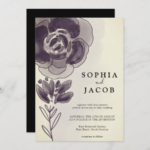 Invitation Vintage Rustic Gold Aquarelle Mariage Floral