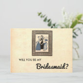 Invitation Vintage Rustic Retro Old Elegant Bridesmaid Card (Debout devant)