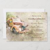 Invitation Vintage Rustic Truck Trendy Mariage (Devant)