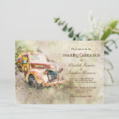 Invitation Vintage Rustic Truck Trendy Mariage (Debout devant)