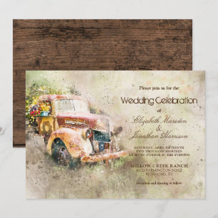 Invitation Vintage Rustic Truck Trendy Mariage