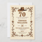 Invitation Vintage Rustic Western Star Cowboy 70th Birthday  (Devant)