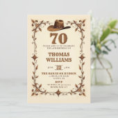 Invitation Vintage Rustic Western Star Cowboy 70th Birthday  (Debout devant)
