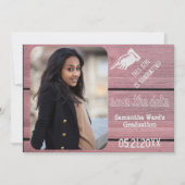 Invitation Vintage Rustic Wood Graduation Photo Enregistrer L (Devant)