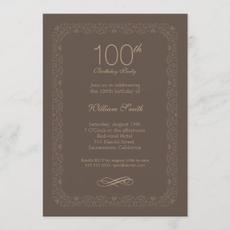 Invitation Vintage rustique 100e anniversaire de fête Invitat