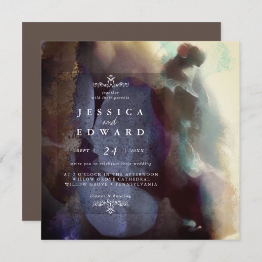 Invitation Vintage Rustique Aquarelle Bird Mariage Floral (Devant / Derrière)