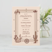 Invitation Vintage rustique Cowboy Mariage Terracotta Cadre (Debout devant)