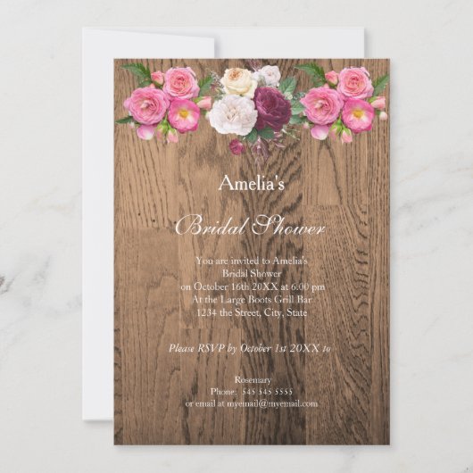 Invitation vintage Rustique de douche nuptiale (Devant)