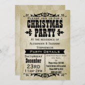 Invitation vintage rustique de fête de Noël de (Devant / Derrière)