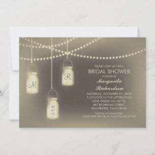 Invitation vintage rustique mason lumières pot nuptiale douch