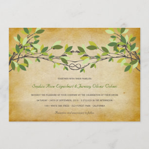 Invitation Vintage Rustique noué Love Tree Mariage d'été