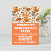Invitation Vintage Rustique Orange Automne Fleurs Thanksgivin (Debout devant)