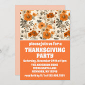Invitation Vintage Rustique Orange Automne Fleurs Thanksgivin (Devant / Derrière)