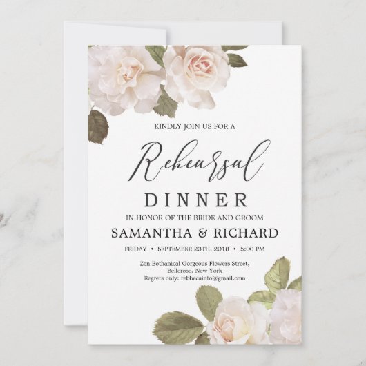 Invitation Vintage rustique rousse français rose répétition d (Devant)