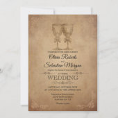 Invitation Vintage Rustique vieux parchemin Mariage victorien (Devant)