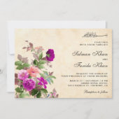 Invitation Vintage Rustique violet Floral Mariage islamique (Devant)