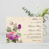 Invitation Vintage Rustique violet Floral Mariage islamique (Debout devant)