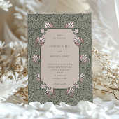 Invitation Vintage Sage Green Dusty Mariage rose