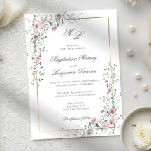 Vintage Sage Green Dusty Rose Floral Vine Mariage