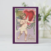 Invitation Vintage Saint-Valentin victorienne avec coeur (Debout devant)