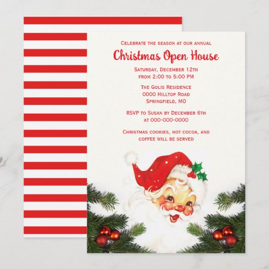 Invitation Vintage Santa Claus Holiday (Devant / Derrière)