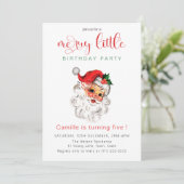 Invitation  Vintage Santa Holiday Birthday (Debout devant)
