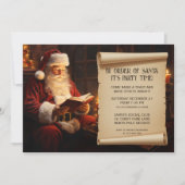 Invitation Vintage Santa Reading a Book Christmas Party (Devant)