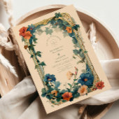 Invitation Vintage Sapphire Bloom Frame Mariage