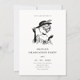 Invitation Vintage sassy lady élégante graduation