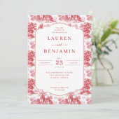 Invitation Vintage Scarlet Château Wedding (Debout devant)