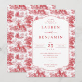 Invitation Vintage Scarlet Château Wedding (Devant / Derrière)