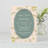 Invitation Vintage Script Floral Blush Mariage (Debout devant)