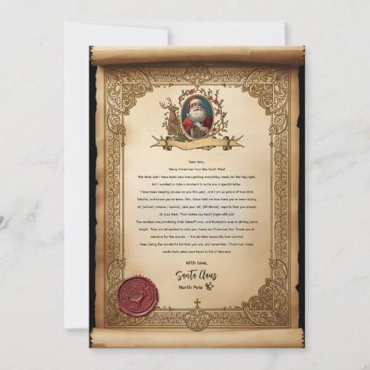 Invitation Vintage Scroll Santa Letter Template  (Devant)