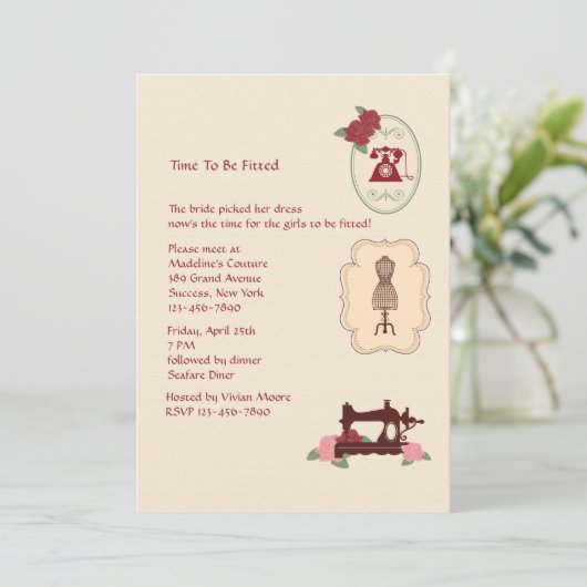 Invitation vintage Seamstress (Debout devant)
