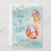 Invitation Vintage sentiment Mermaid Party Kraft (Devant)