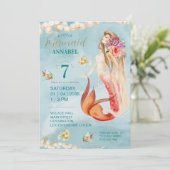 Invitation Vintage sentiment Mermaid Party Kraft (Debout devant)