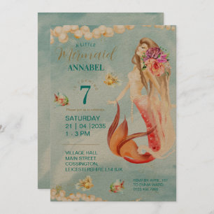 Invitation Vintage sentiment Mermaid Party Kraft