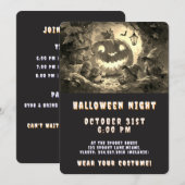 Invitation Vintage Sepia Kawaii Witch Halloween Party (Devant / Derrière)