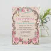 Invitation vintage Shabby Chic Baptême (Debout devant)