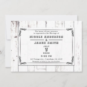 Invitation Vintage Shabby Chic White Mariage de la grange en 
